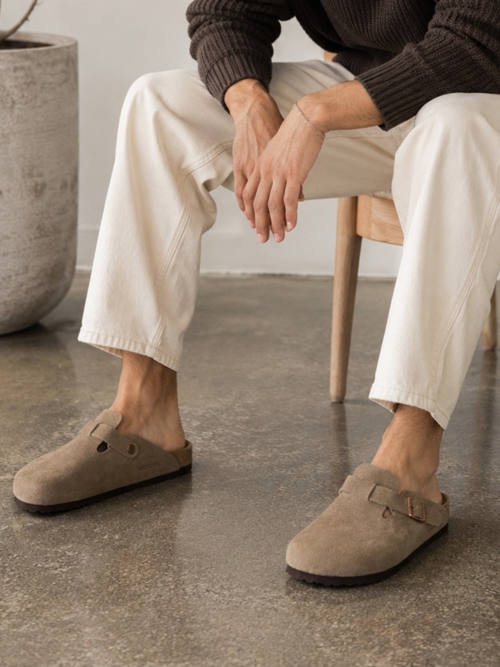 Birkenstock Boston Soft Footbed Taupe Suede Clogs Men’s 12 EU 45 NWT